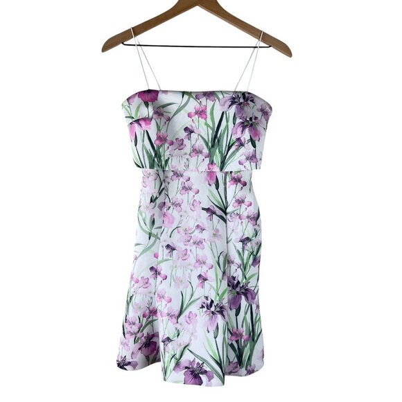 ASOS White Floral Printed Bust Overlay Scuba Mini Dress - Picture 1 of 6